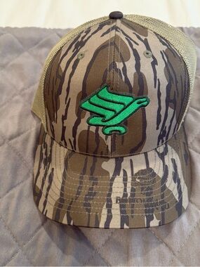 North Texas Mean Green UNT Camo Trucker Hat with Flying Worm logo